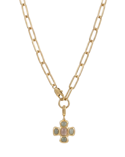 Chunky Cross Chain Necklace - Stone Edition
