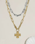 Chunky Love and Chunky Cross Necklace Set - Mixed Metals