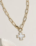 Pearl Chunky Cross Chain Necklace