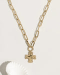 Chunky Cross Chain Necklace - Crystal Edge