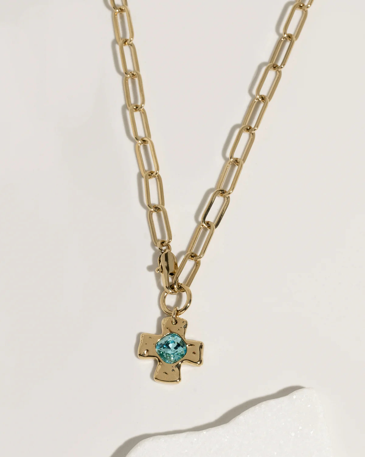 Chunky Cross Chain - Aqua Blue