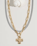 Chunky Cross Necklace Set - Mixed Metals